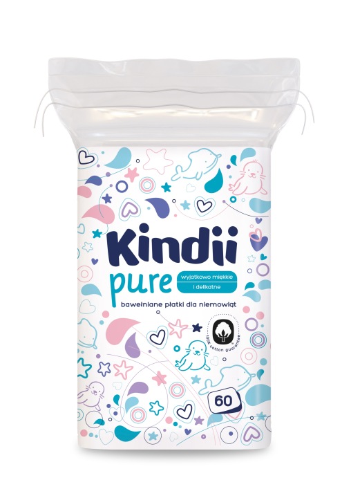 Пластівці Kindii Косметичні для Немовлят Набір Baby Pure Бавовна 9x60 шт. — фото 2
