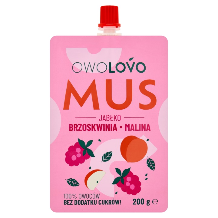 Owolovo Пюре Яблуко-персик-малина 200 г тюбик 100% фруктів по 6 місяця — фото 5