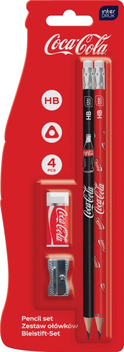 Олівці HB 2 шт. з гумкою + точило COCA-COLA — фото 2