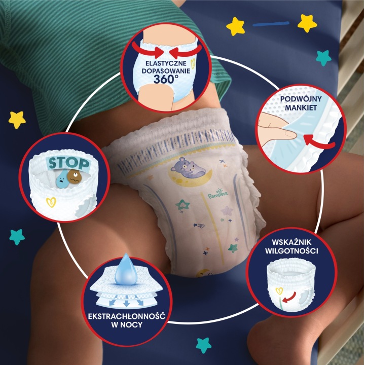 Трусики-підгузки на ніч Pampers Night Штани Maxi Розмір 4. 9-15 кг 24 шт. — фото 5