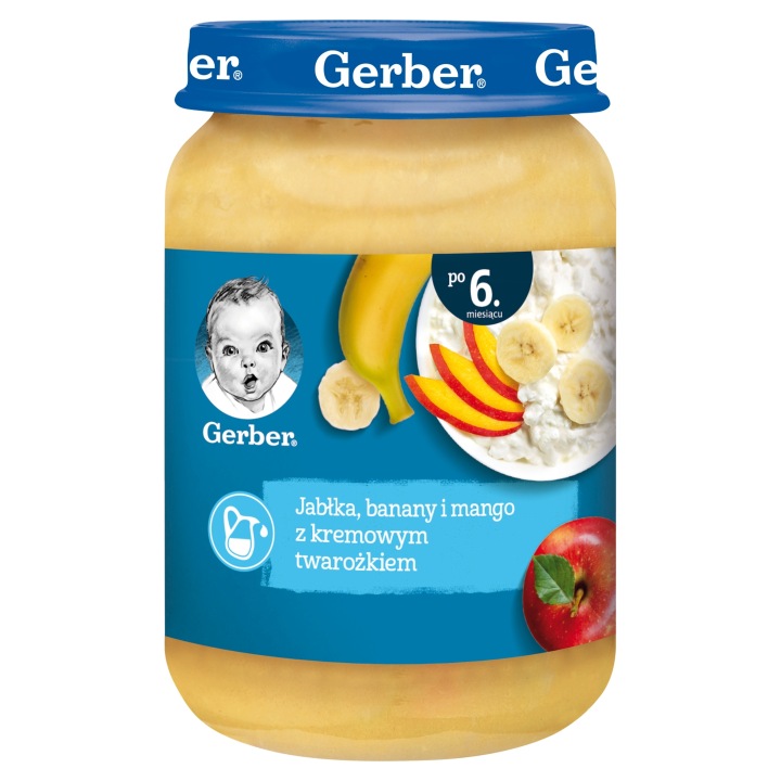Десертик для Дітей Яблука Банани Манго з Кремовим Сирком 190 г Gerber