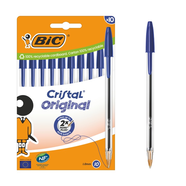 Ручки BIC Cristal Original Сині 1.0 мм – 10 шт. Оригінальні — фото 6