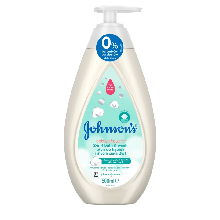 JOHNSON'S Бавовна Touch засіб для купання і миття тіла 2 в 1 для дітей 500 мл