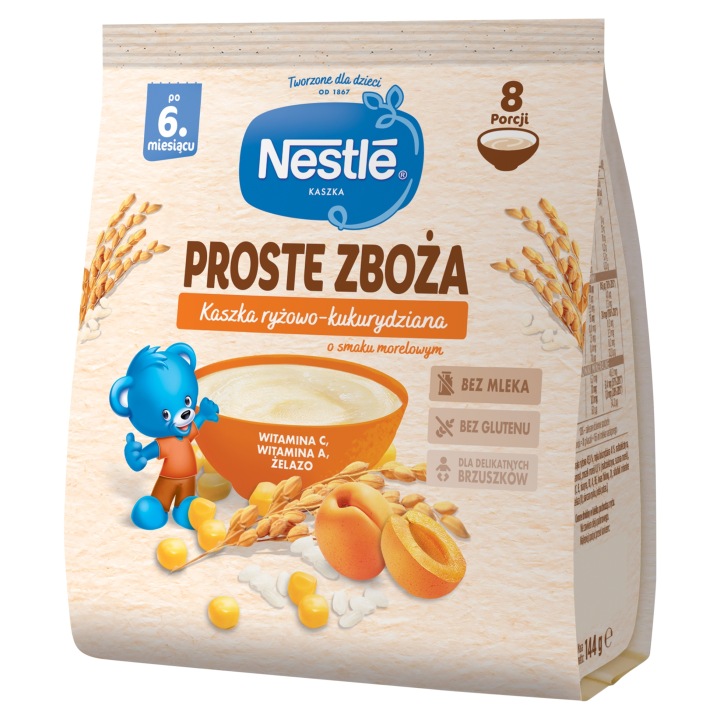 Nestlé Прямі Зерна Кашка рисово-кукурудзяна абрикос по 6. місяця 144 г — фото 2