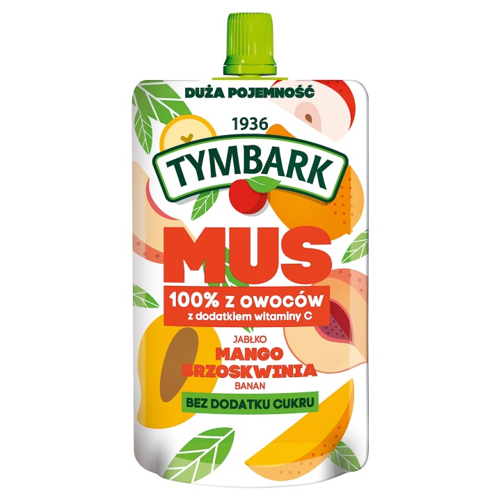 Tymbark Пюре 100 % з фруктів яблуко манго персик банан 10 шт. 200 г — фото 2