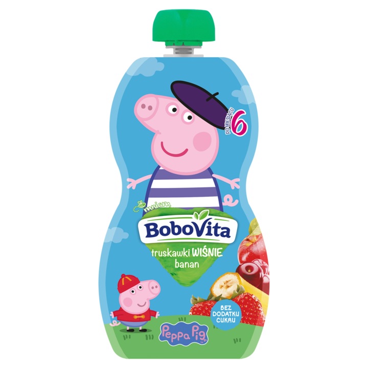 BoboVita Peppa Pig пюре полуниці і вишні з бананом по 6 місяця 100 г