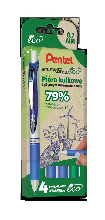 Pentel Ручка кулькова Energel BL77 4 кол.синій/зел. — фото 5
