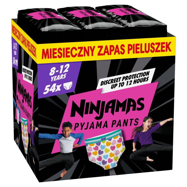 Ninjamas Сердечка білизна вбирна на ніч, 54 шт. 8-12 років 27 кг-43 кг Pampers — фото 11