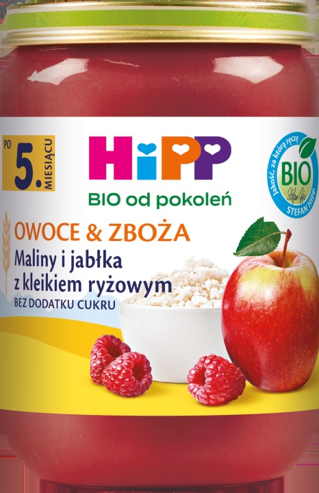 Десертик Hipp Малина і яблука з кашею рисовим 5 міс.+ 190 г — фото 3
