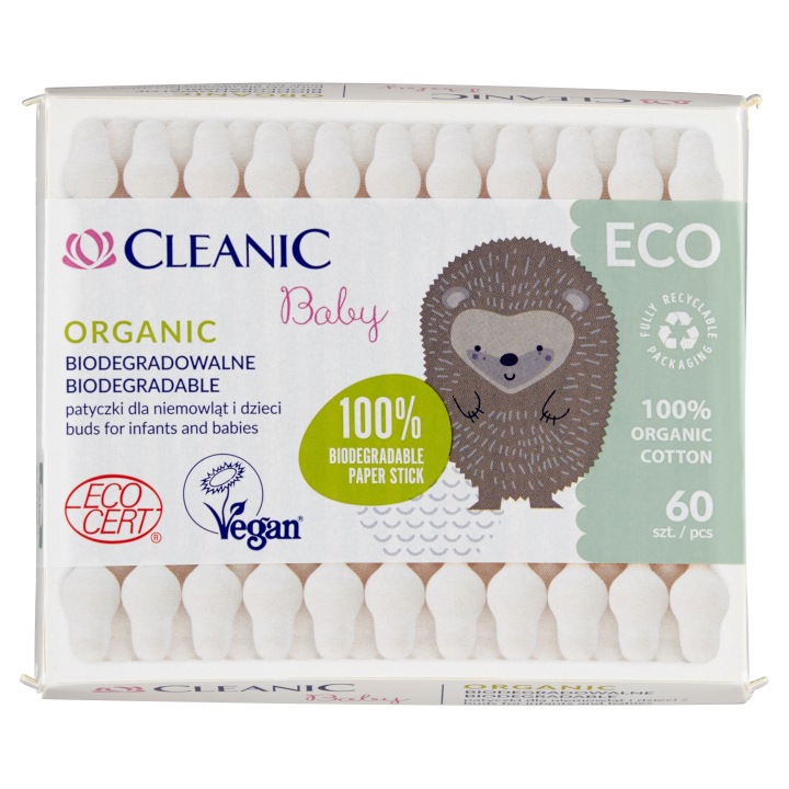 CLEANIC BABY еко палички з обмежувачем 60 шт.