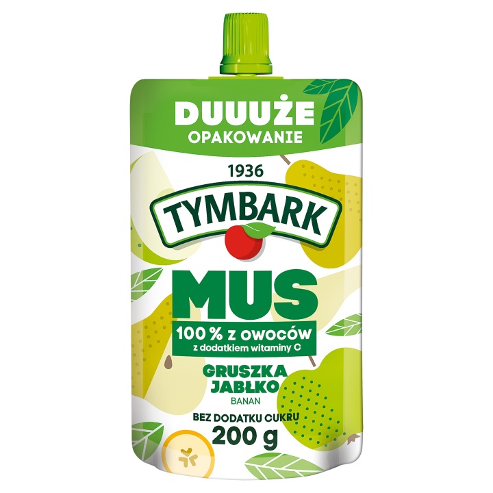 Tymbark Пюре 100 % з фруктів груша яблуко банан 10 шт. 200 г — фото 2