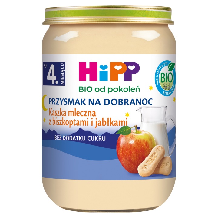 HiPP Біо Ласощі на добраніч Кашка молочна з печивом і яблуками по 4. — фото 9