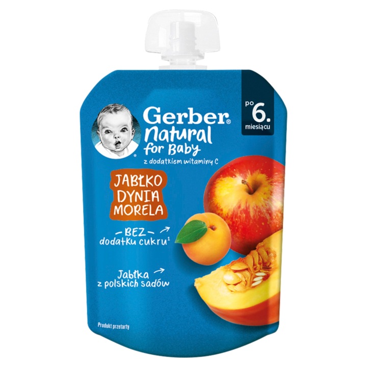 Gerber Десертик Фруктовий яблуко гарбуз абрикос у тюбику для дітей 6 міс.+ 80 г