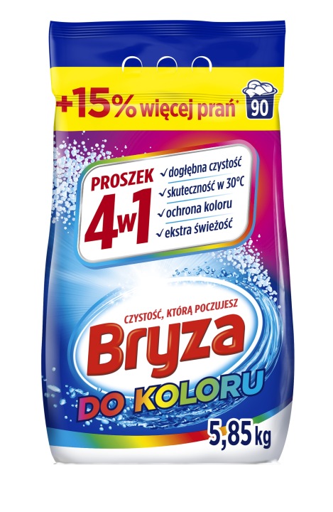 BRYZA 4 в 1 для кольору порошок для прання кольорових одягу 90 прань 5,85 кг міцний — фото 4