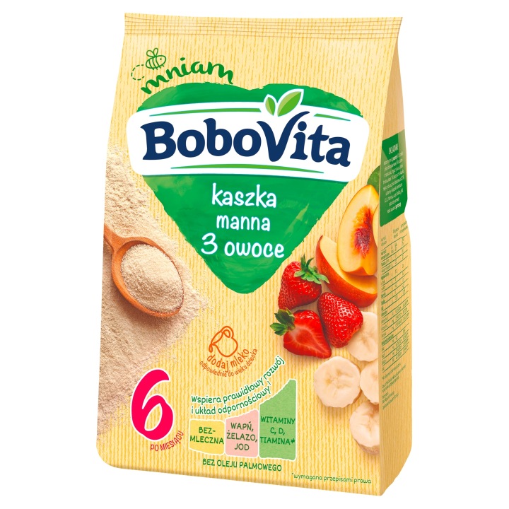 Bobovita Кашка безмолочна манна 3 фрукти 180 г — фото 6