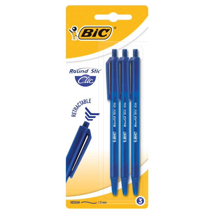 Ручка ROUND STIC CLIC BIC синій блістер 3 шт.