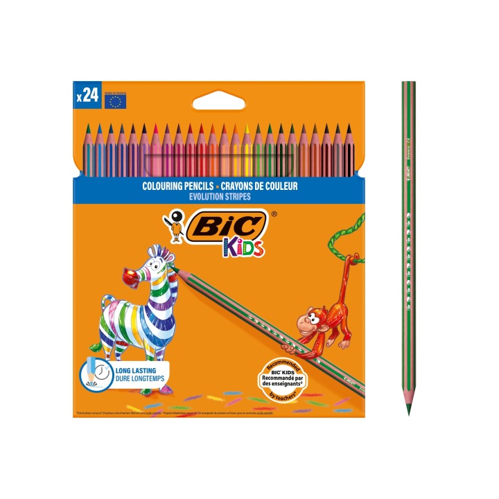 Кольорові олівці BIC Kids Evolution Смужки 24 шт. — фото 10