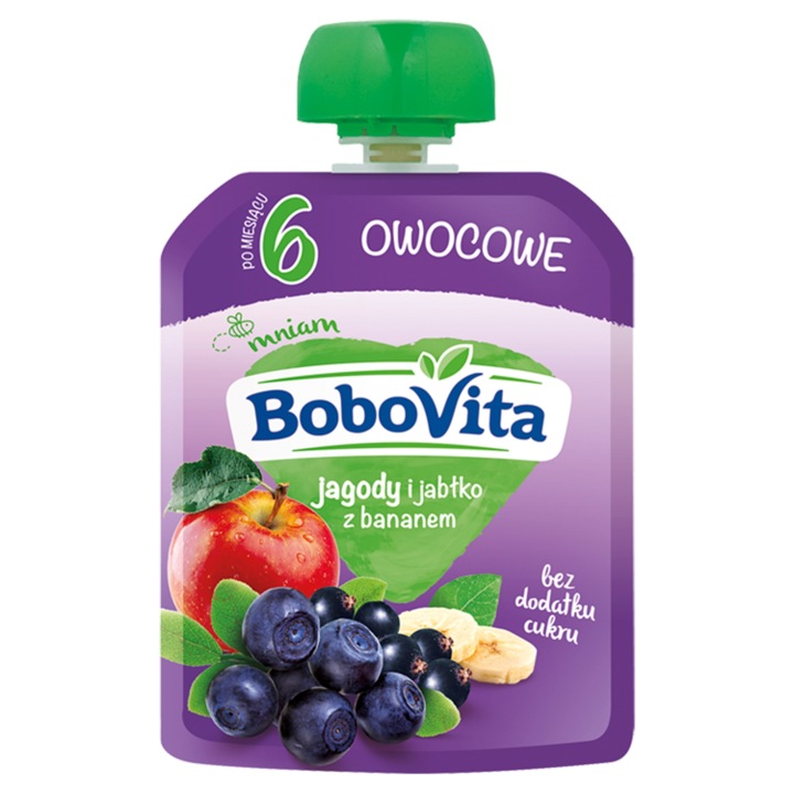 BoboVita пюре Чорниці і яблука з бананом по 6. місяця життя 80 г — фото 2