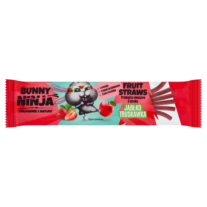Bunny Ninja Fruit Соломинки перекуска фруктова зі смаком яблуко полуниця 16 г — фото 2