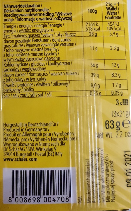 SCHAR Вафельки NOCCIOLI SNACK горіхові 3x21 г — фото 4