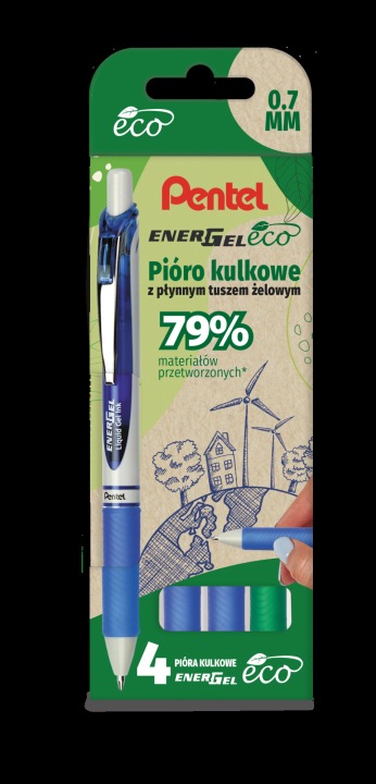 Pentel Ручка кулькова Energel BL77 4 кол.синій/зел. — фото 3