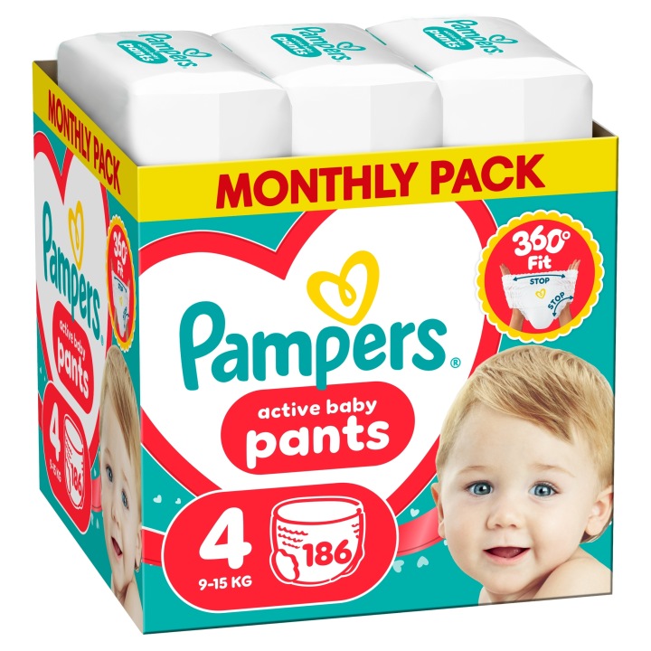 Pampers Штани 4, 186 шт., 9-15 кг Трусики-підгузки Місячний запас Плюс — фото 3