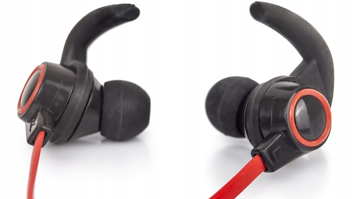 WIRELESS BLUETOOTH SPORTS IN-EAR HEADPHONES Dominant color red