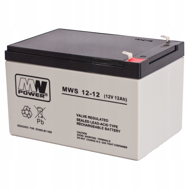 Акумулятор MW Power MWS 12-12 12 В 12 Аг для систем сигнальних іграшок машинок — фото 4
