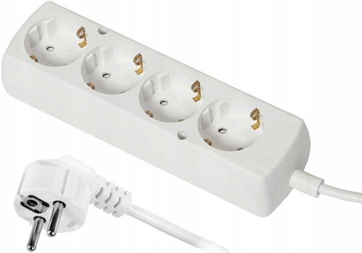 Prodlužovací Kabel 4-ZÁSUVKOVÝ Schuko 10 Metrů Zásuvková Lišta Bílá Polský