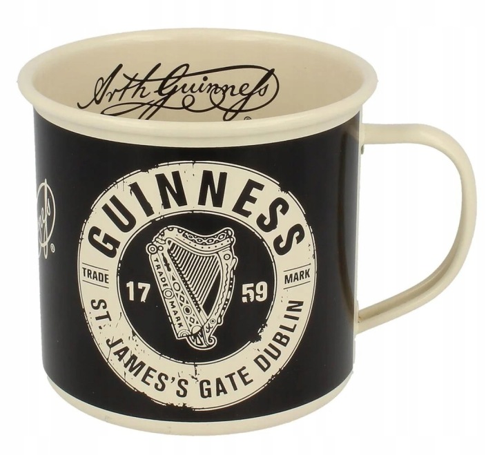 Guinness Harp 1759 smaltovaný černý hrnek 35cl Black & White A10