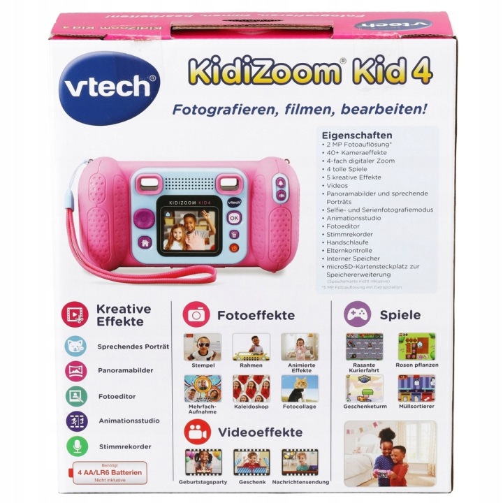 Фотоапарат 5 Mpx для дітей Vtech KidiZoom Kid 4 рожевий Розпродаж — фото 3