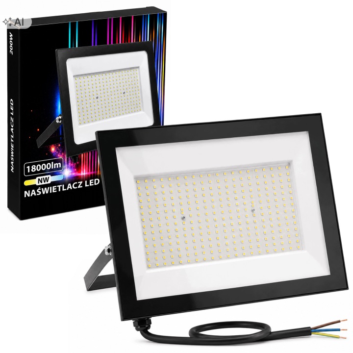 Halogen Reflektor 200W 18000lm Pracovní lampa Osvětlovač Vodotěsný 4000k