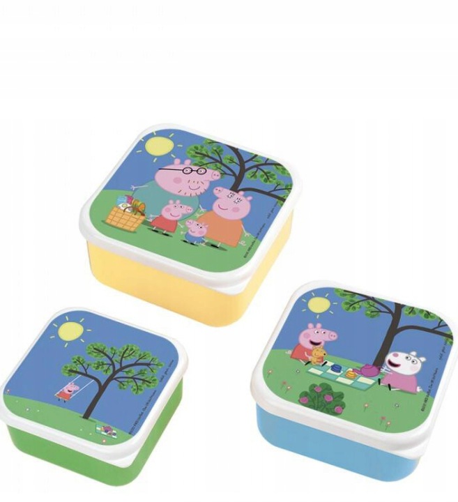 AL49 Набір ланч-бокс 3 в 1 коробки Petit Jour Paris Свинка Peppa