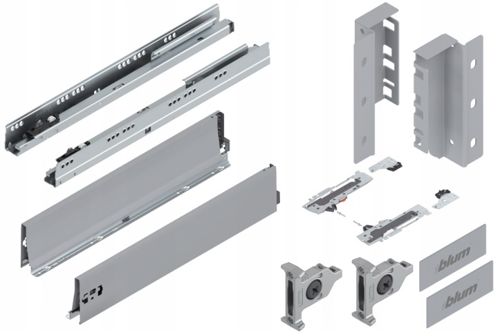 Blum Šuplík Tandembox 600 Střední Tip-On K Šedá