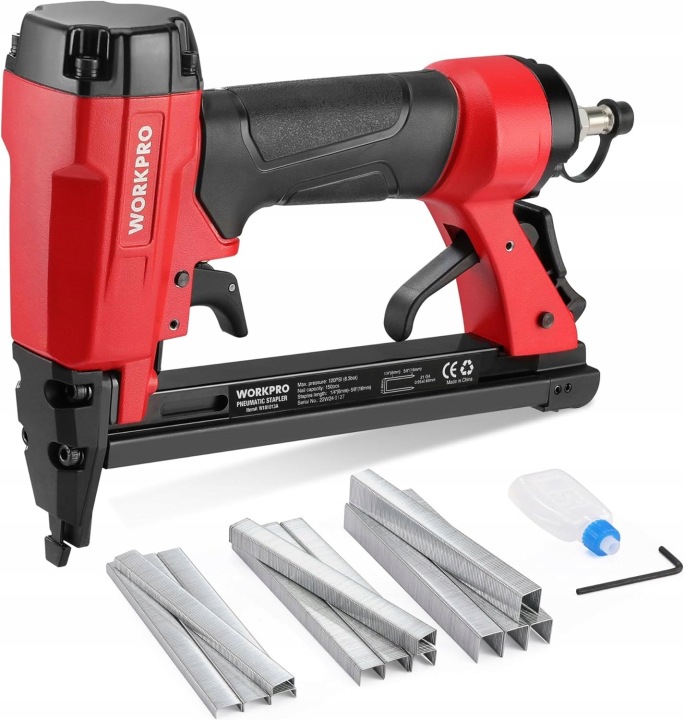 Pneumatická sešívačka Taker Workpro 21GA 6-16 mm sponky olej