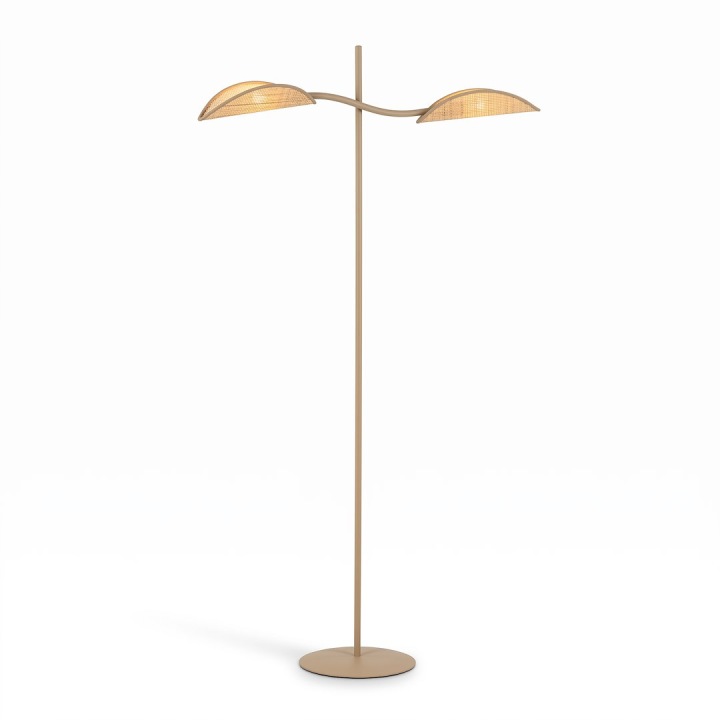 Podlahová lampa Lotus 2-bodová, ratanová, 150 cm, E14