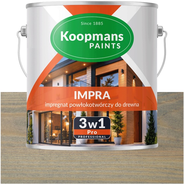 Koopmans Impra 3v1 Pro Lazura na fasádní dřevo 228 Topola Šedá 2,5L