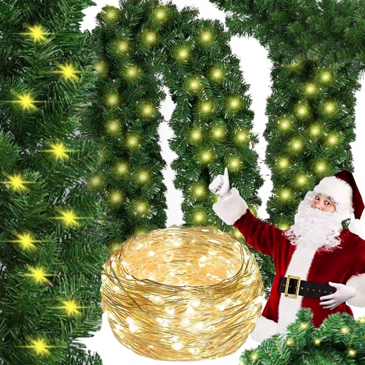 Vánoční girlanda Řetěz 300 cm Vánoční umělá Smrk 70 Led teplý