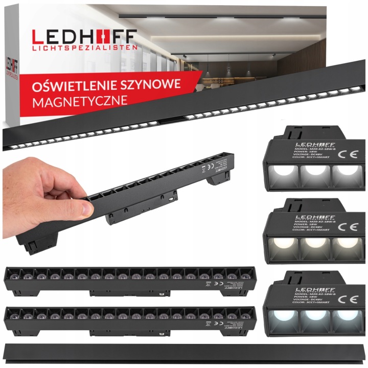 Magnetická lišta 1 m 2x Led čočková lampa 3 Barvy Světla loft M20