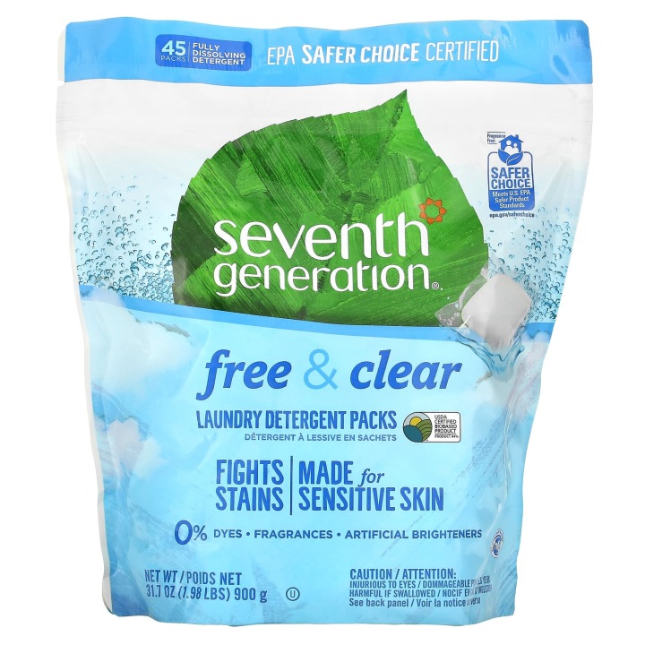 Seventh Generation, Миючі засоби для прання в пакетиках, 900 г