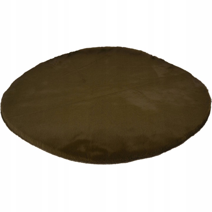 Koberec Kulatý, Měkký, Z Umělé Kožešiny, Tmavě Zelený, Průměr 80 CM