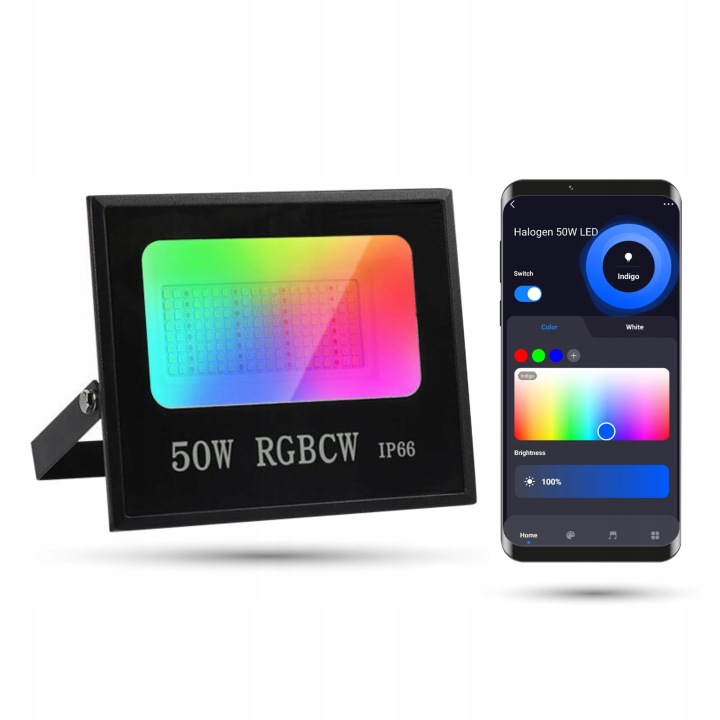 Halogenový Led WiFi reflektor Tuya 50W Rgbcw