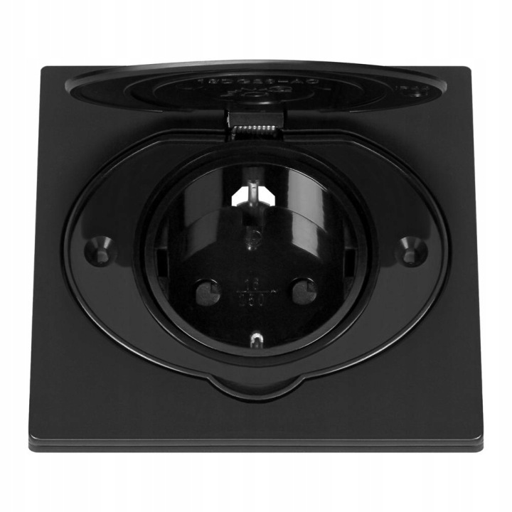 Hermetická elektrická zásuvka, IP44, 1x2P+Z(Schuko), černá