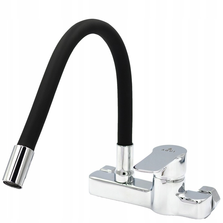 Kuchyňská Nástěnná Baterie Flexibilní Pohyblivý Vývod Černý Flex 360° Chrom