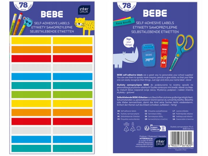 Етикетки самоклеючі для підписування предметів 78 шт. BEBE Interdruk — фото 3