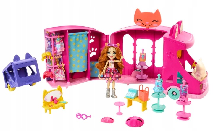 Mattel Enchantimals Мобільні студія моди Набір + лялька Котик HPB34 — фото 2