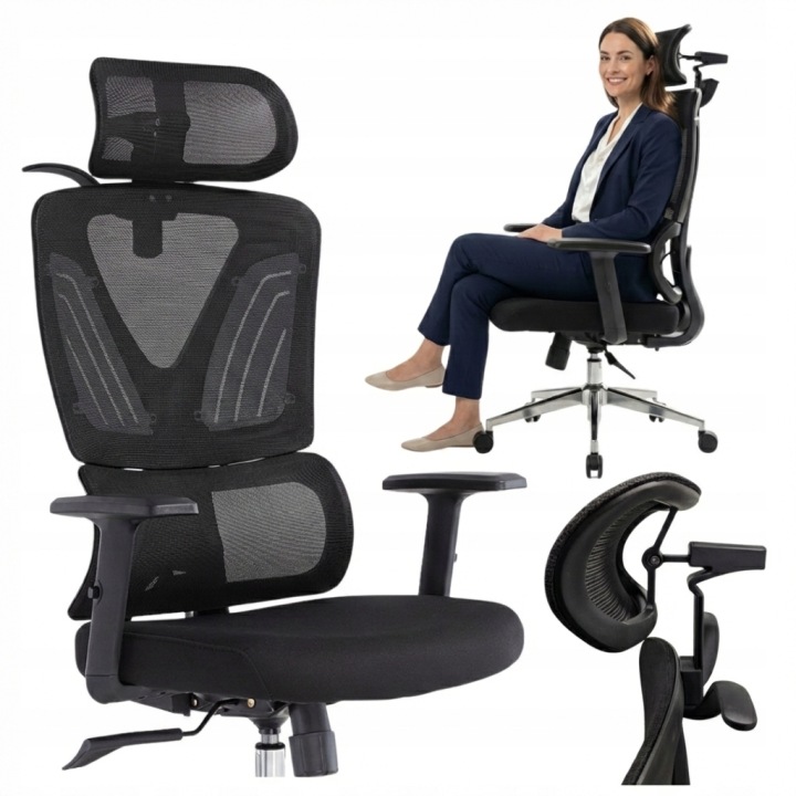 Kancelářské Křeslo Černá Kancelářská Židle Otočné Křeslo Ergonomická Síťovina
