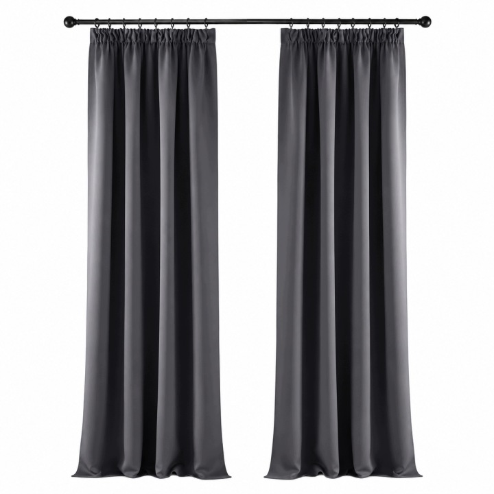 Zatemňovací závěsy 260 x 140 cm 2 ks Tepelné šedé Blackout 90 až 95 %