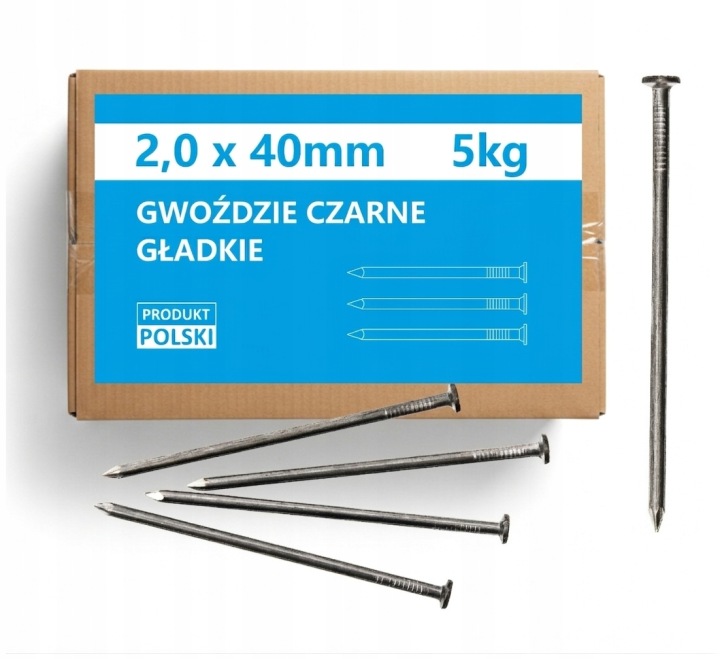 Stavební hřebíky 40 2,0x40mm Černé hladké na dřevo 2,0x40 5kg 6 Ks