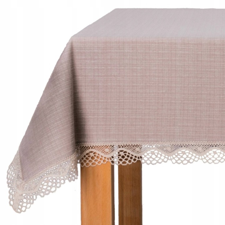 Ubrus s krajkou 5 cm, odolný proti skvrnám, ecru 140x290